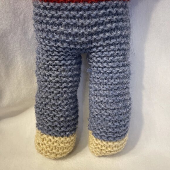 Estate Sale Find Vintage 14" Crocheted Stuffed Animal Red White Blue with Scarf - Picture 7 of 12